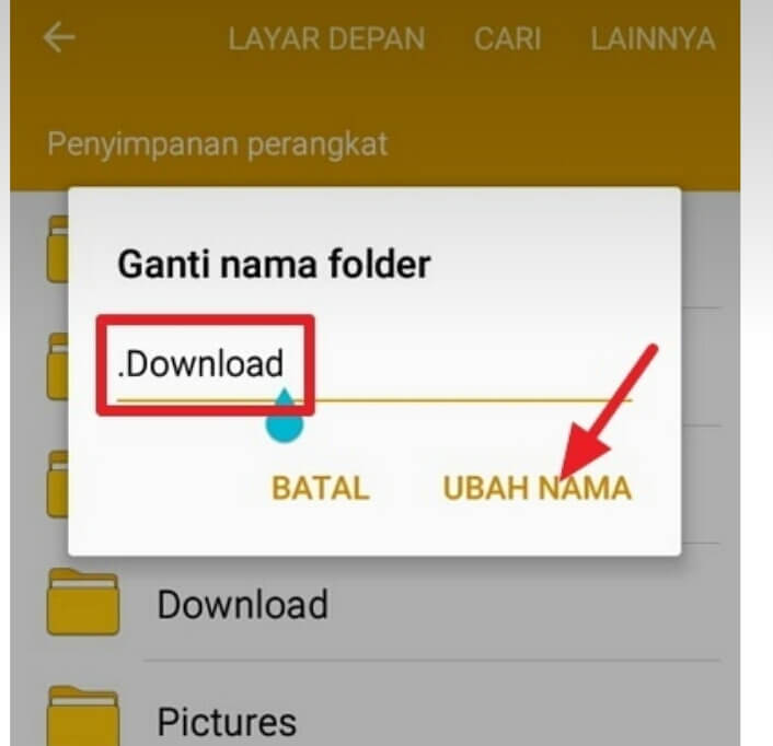 Menyembunyikan File Hp